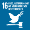 Grafikk for bærekraftsmål 16, Fred, rettferdighet og velfungerende institusjoner