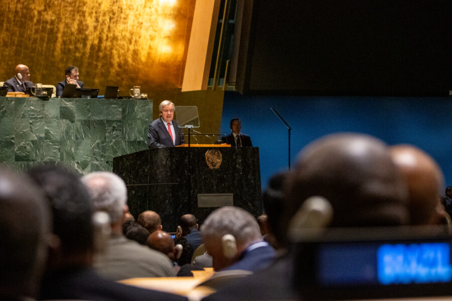 FNs generalsekretær under åpningen av den 78. sesjonen av FNs generalforsamling.