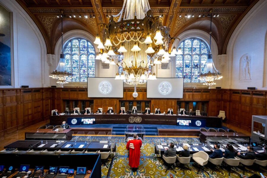 Den internasjonale domstol ligger i Haag i Nederland. Den internasjonale domstolen hører påstander om folkemord i saken Ukraina mot Russland i mars 2022.