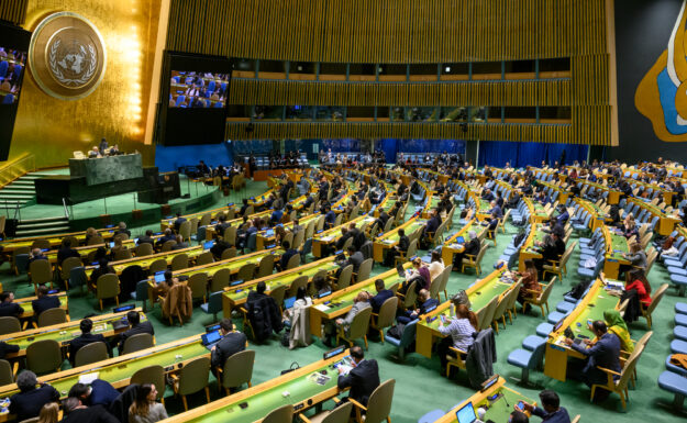 FN's Generalforsamling. Plenumsalen ligger i New York. Billedet er taget i forbindelse med et topmøde omkring klima, september 2009.