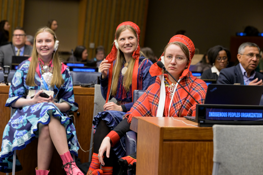 Samiske deltakere under menneskerettighetsdialogen med FNs spesialrapportør for urfolks rettigheter, holdt under den 22. sesjonen til Det permanente forumet for urfolksspørsmål (UNPFII).
