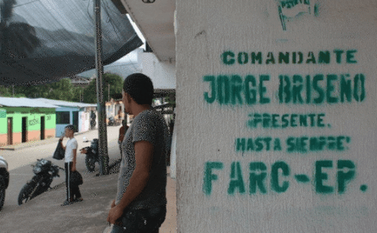 FARC-järjestön graffiti kertovat sen läsnäolosta. Kuva:IRIN/Obinna Anyadike