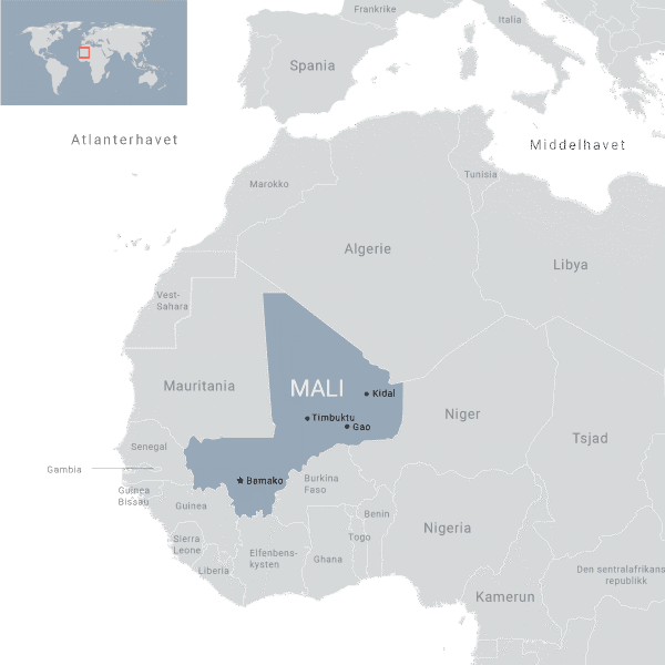 Karta över Mali. Illustration: FN-sambandet