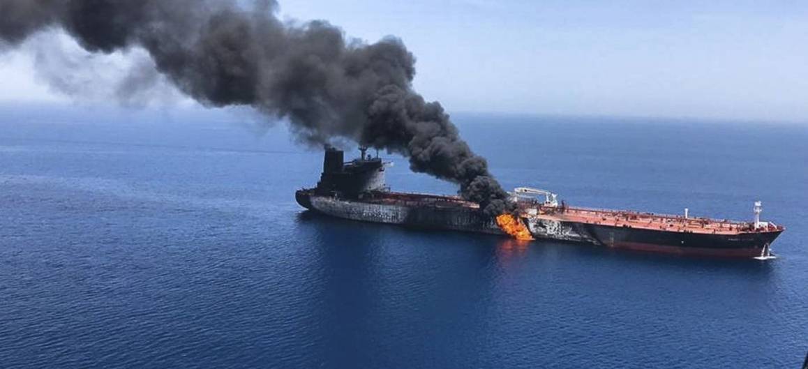 Flera attacker mot oljetankfartyg i internationellt vatten utanför Iran sommaren 2019 bidrog till att konflikten mellan USA och Iran eskalerade. Foto: AP Photo ISNA.