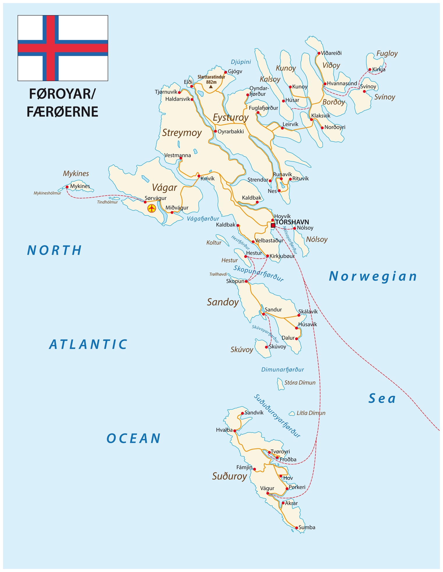 Kort over Færøerne