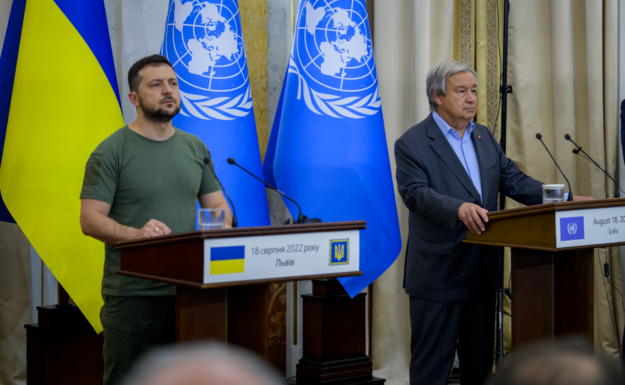 FNs generalsekretær António Guterres møtte torsdag Ukrainas president Volodymyr Zelenskyj.