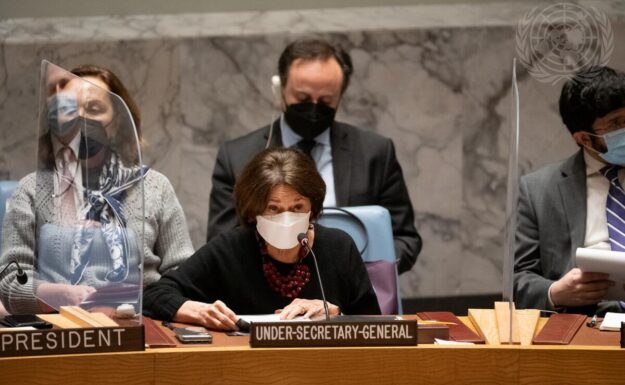 FNs undergeneralsekretær Rosemary DiCarlo taler i Sikkerhetsrådet.