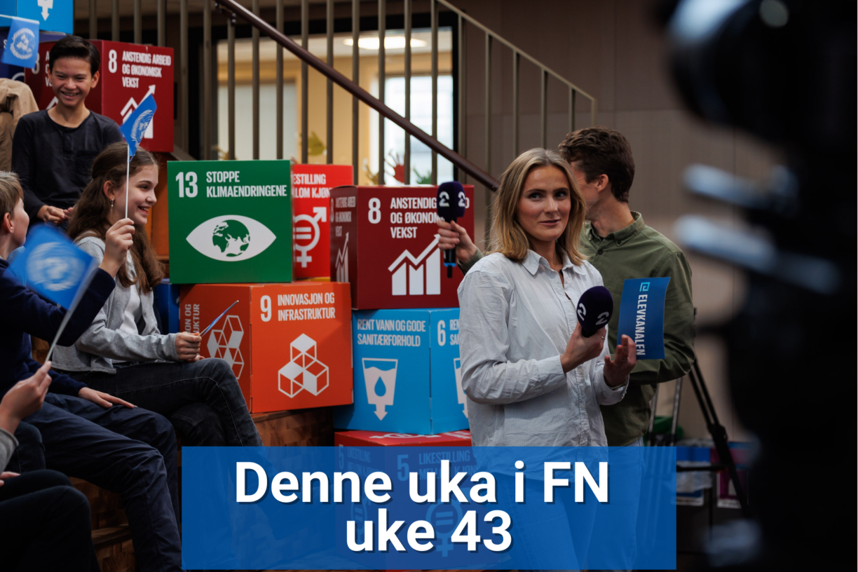 Elevene på Ruseløkka skole i Oslo trener til årets sending på FN-dagen. Sendingen lages i samarbeid med TV2 Skole/Elevkanalen og går ut til alle landets skoler. I år rettes søkelyset mot menneskerettigheter. Foto: Magent fotobyrå/Knut Neerland.