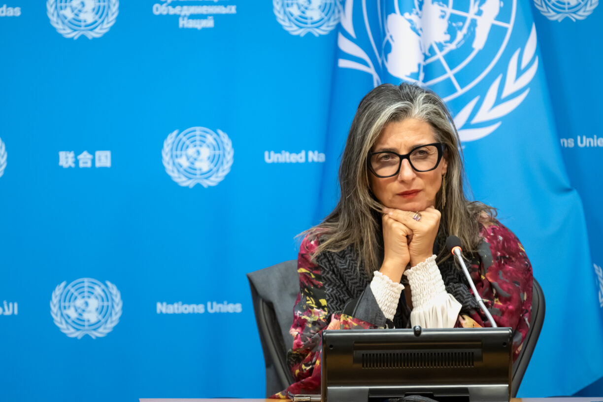 —  Vi i FN-sambandet støtter Francesca Albaneses arbeid i sin rolle som FNs spesialrapportør, understreker FN-sambandets leder, Catharina Bu. Hun sier at det er utrolig viktig at uavhengige rapportører får rom til å gjøre jobben sin. FN-sambandet forklarer hva en FN-rapportør er, og hvordan de jobber. Foto: UN Photo/Mark Garten