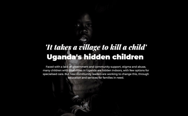 Skjermdump fra Al Jazeeras nyhetssak på Ugandas bortgjemte barn.