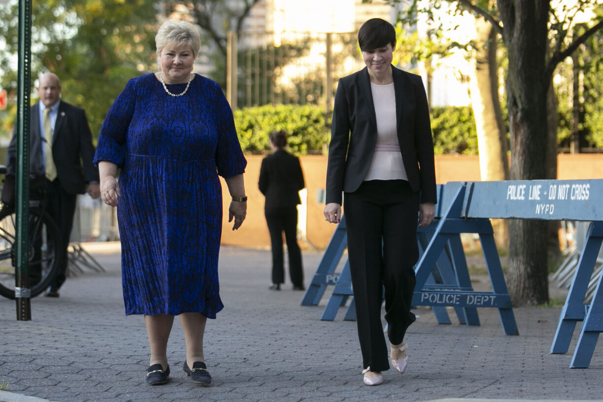 Statsminister Erna Solberg og utenriksminister Ine Eriksen Søreide er på plass i New York for FNs høynivåuke (UNGA76).  Foto: Pontus Höök / NTB